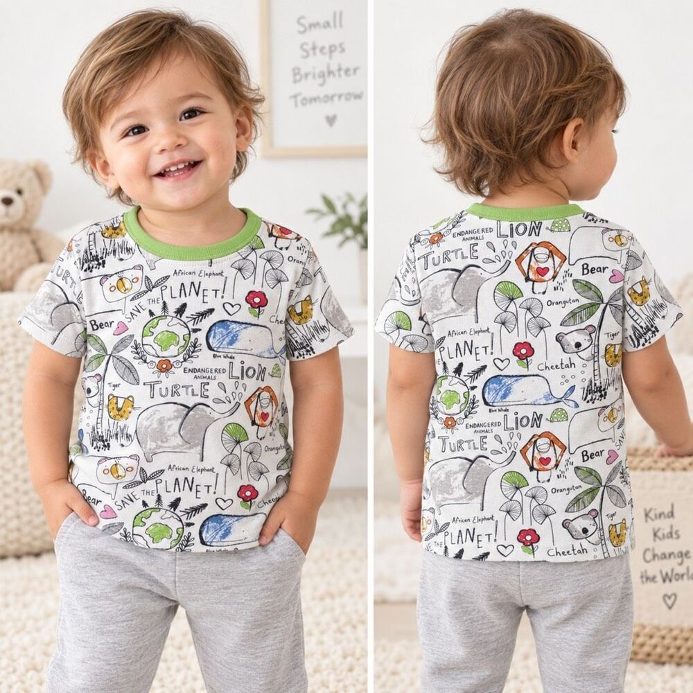 PJ Place Baby Zoo Animals Graphic Pajama Sleep Top Size 12-18M